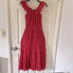 MAX STUDIO WASHED RED SLEEVELESS RUFFLED TIERED MIDI BOHO DRESS SIZE SMALL. NWT.